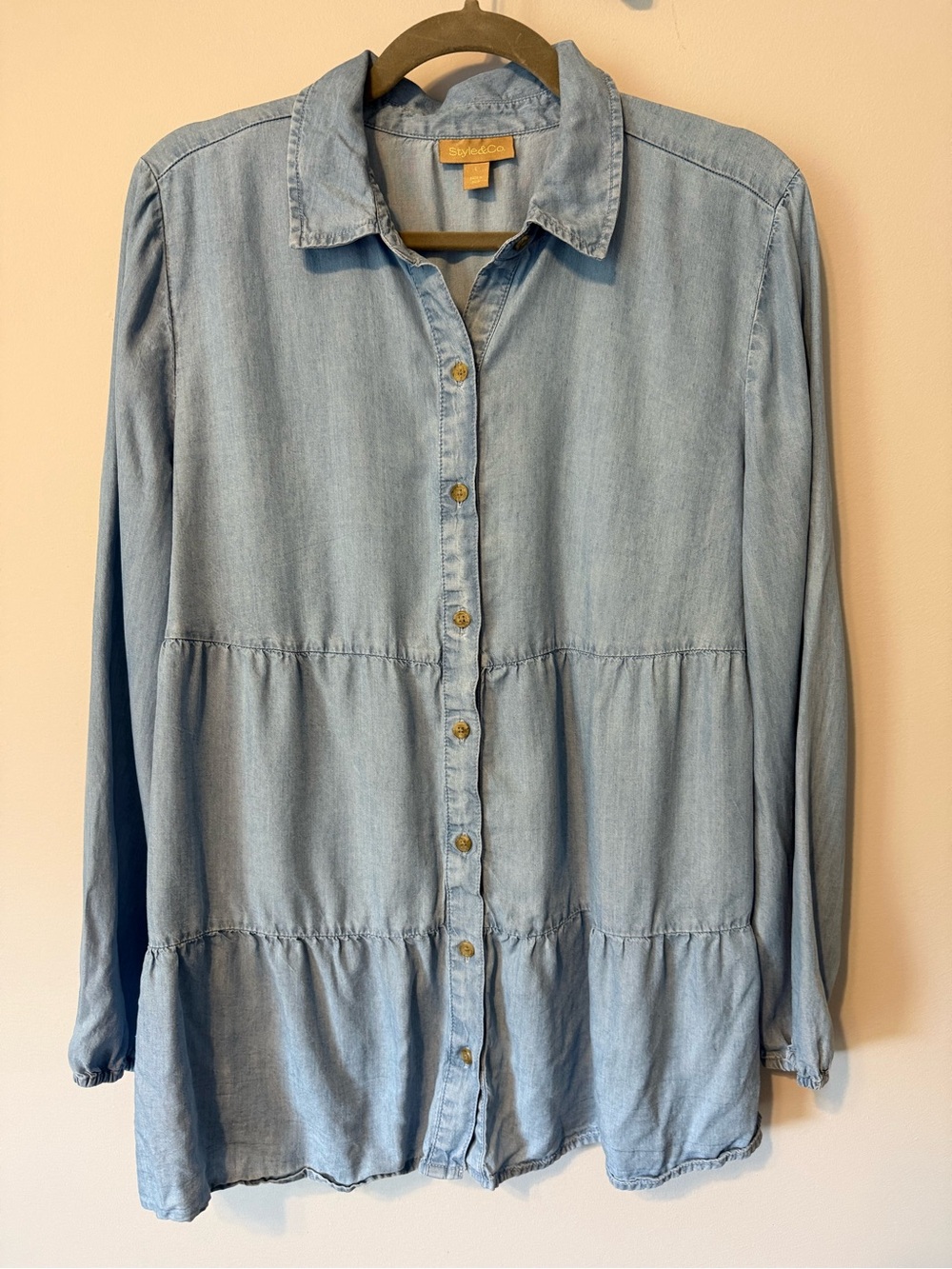 Style & Co. Light Blue Chambray Button-Down Shirt